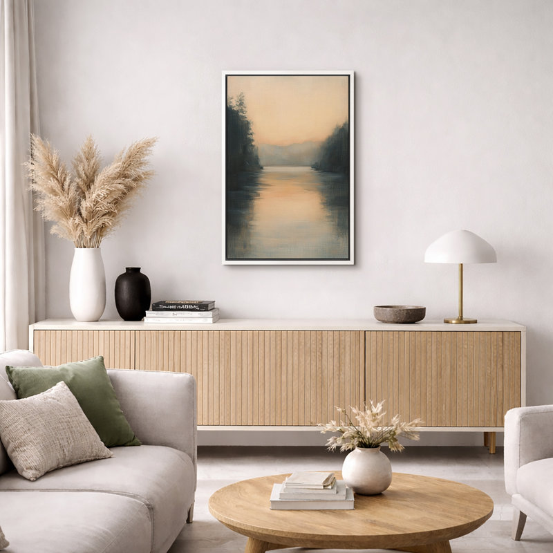 «Misty Forest Lake Landscape», art de chambre à coucher, impression sur toile encadrée, H 36 po x l 24 po x P 1,5 po