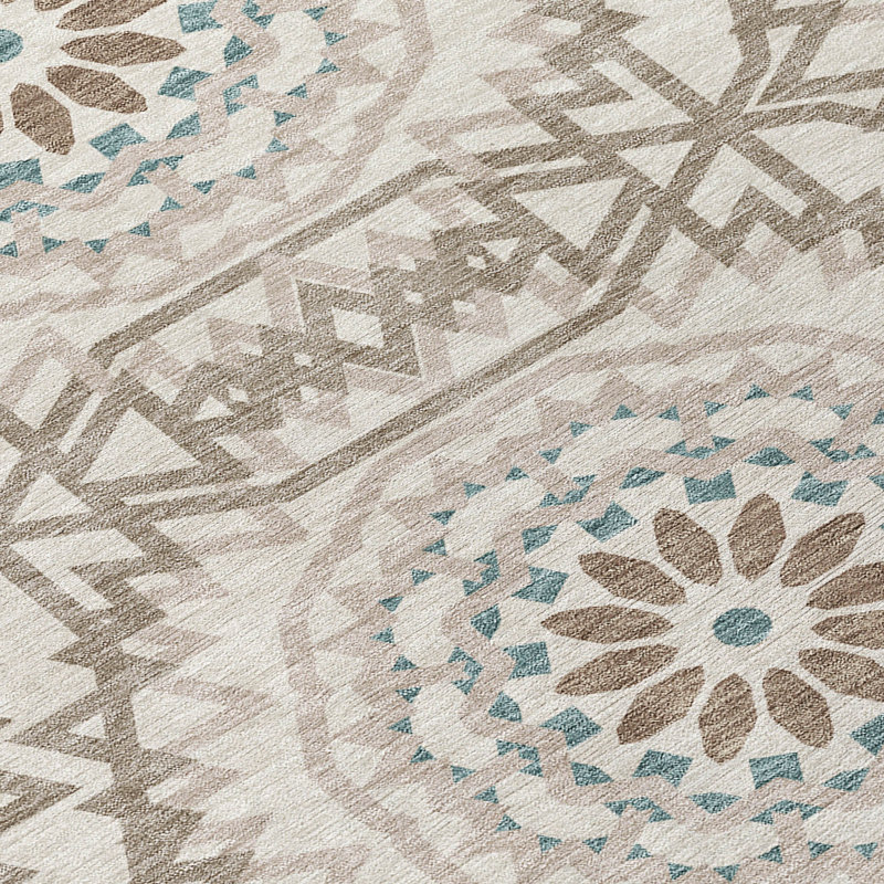Tapis intérieur / extérieur en polyester tissé à la machine Kawon, Rectangle 1 pi 8 po x 2 pi 6 po