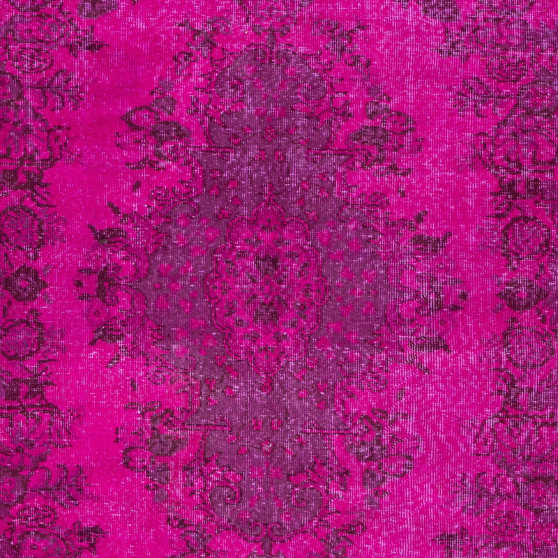 Tapis turc rose pâle 5,5 pi x 8,5 pi fait à la main avec médaillon