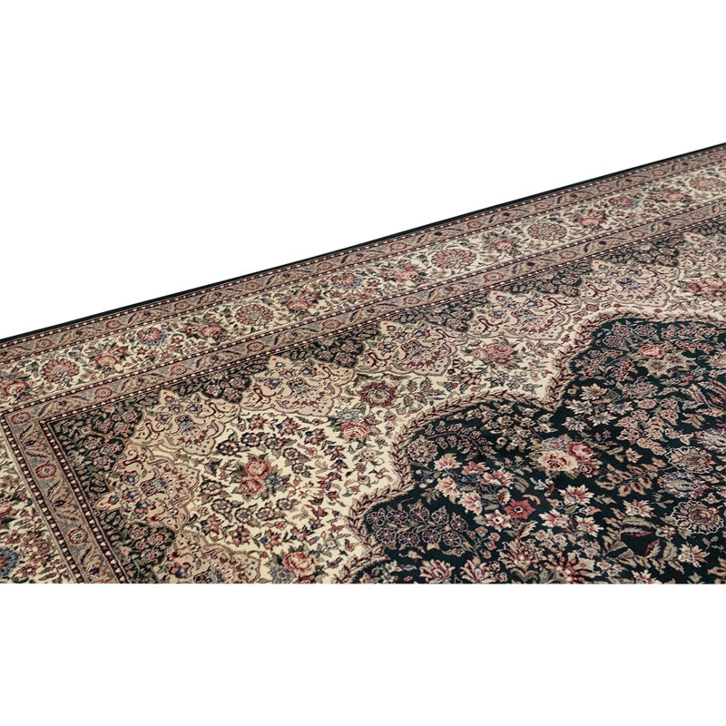 Tapis noir / brun foncé / ivoire noué à la main de haute qualité