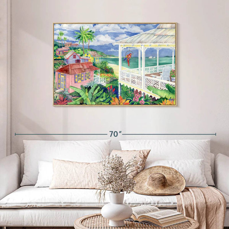 Baie Caribe, Cadre flottant en bois naturel, 43 po x 29 po