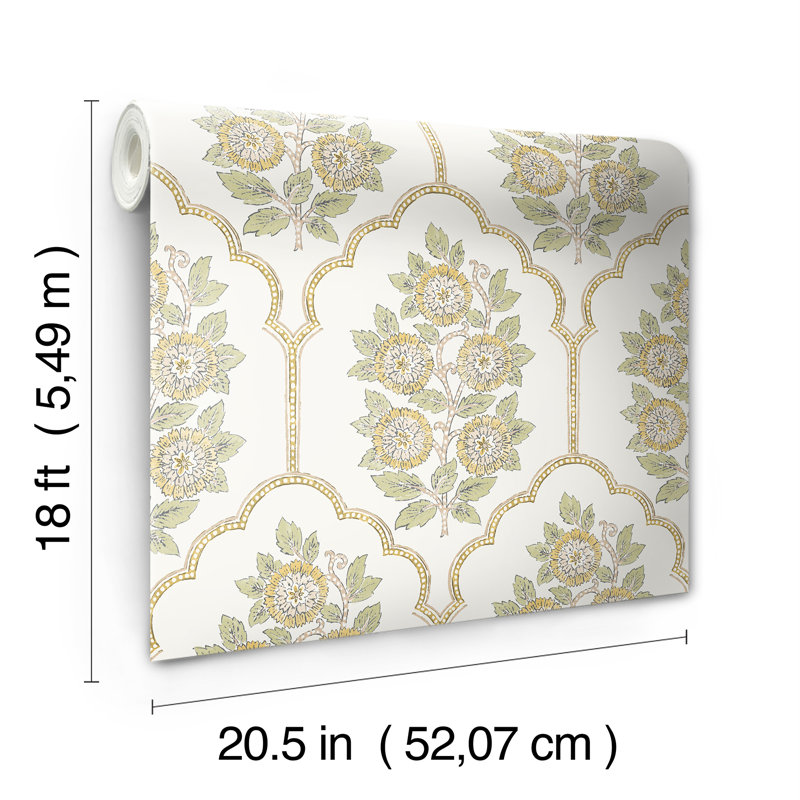 Double rouleau floral Peel & Stick, Jaune