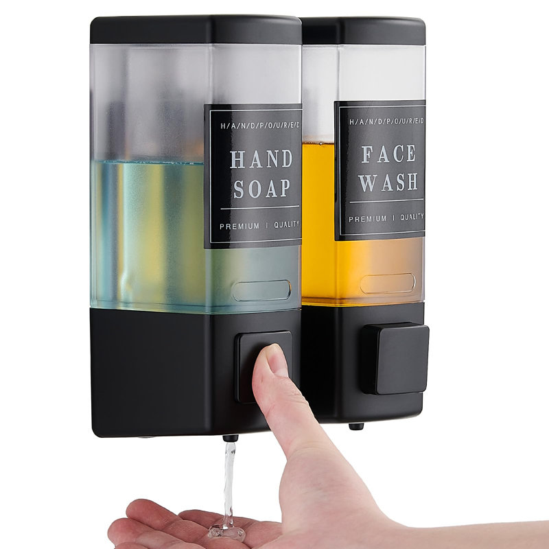 Distributeur de shampooing et revitalisant 2 chambres * 500 ML | Distributeur de savon de douche mural, nettoyant pour le corps sans perceuse, distributeur de douche rechargeable pour salle de bain