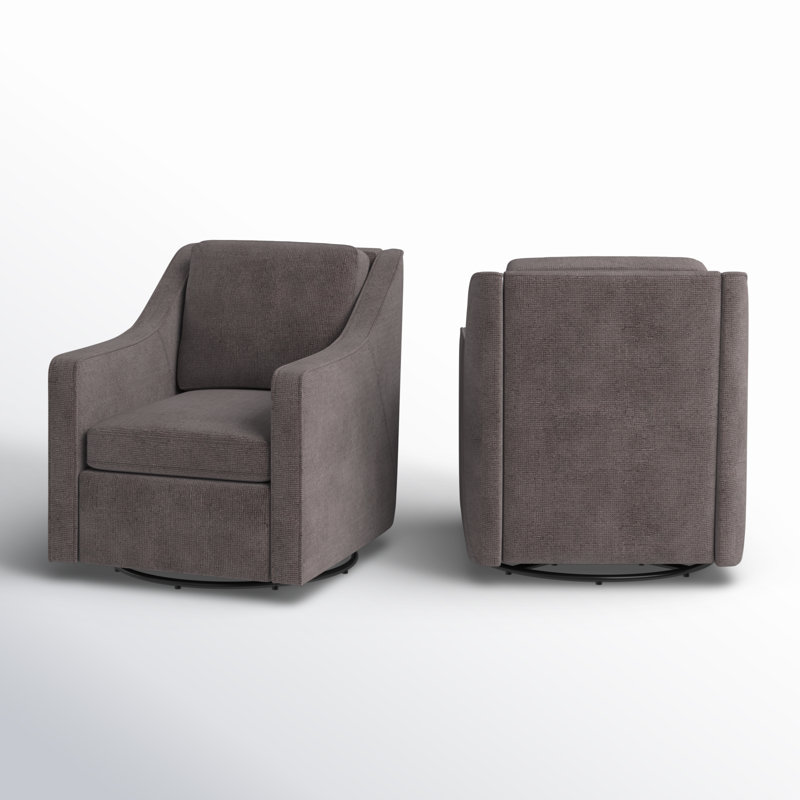 Bronnen Upholstered Swivel Armchair, Gray Polyester