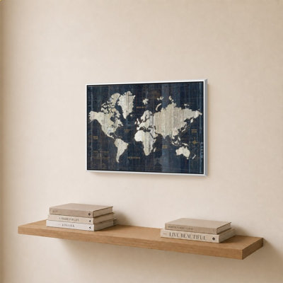 Old World Map Blue 2 by Wild Apple Portfolio - Graphic Art on Canvas