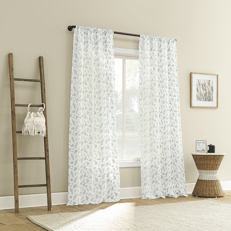 Panneau de rideau transparent avec passe-tringle Briarwood, Bleu, L 50 po x L 84 po