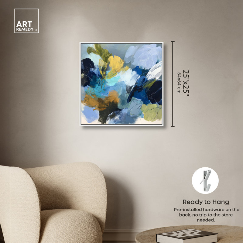 "Soft Collision II", impression sur toile encadrée par Art Remedy, cadre blanc, 24 x 24, H 25 po x l 25 po, Cadre blanc