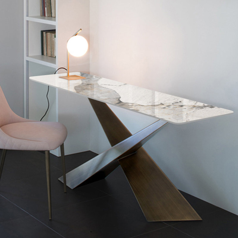 Console de style italien en pierre frittée., Bronze, H 31,5 po x l 62,9 po x P 15,7 po