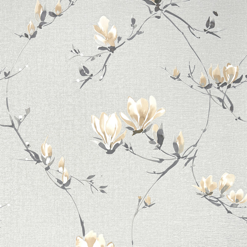 Isla Floral Luxury Textured Vinyl Wallpaper, Beige