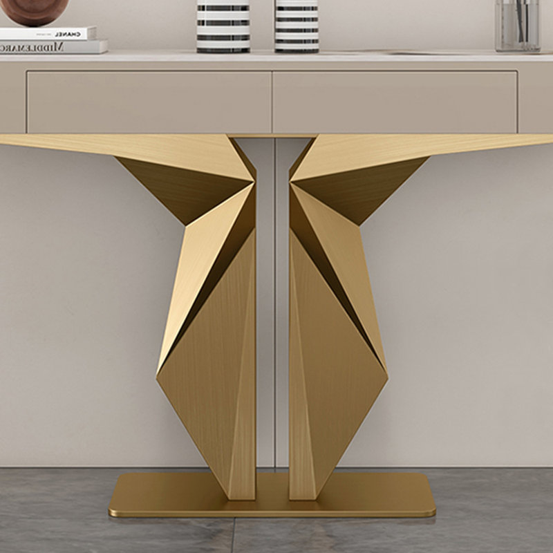 Console luxueuse, moderne, simple et rectangulaire, H 33,5 po x l 47,2 po x P 13,8 po, Doré