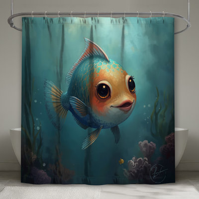Dessin de poissons rideaux de douche sous l'eau très longs