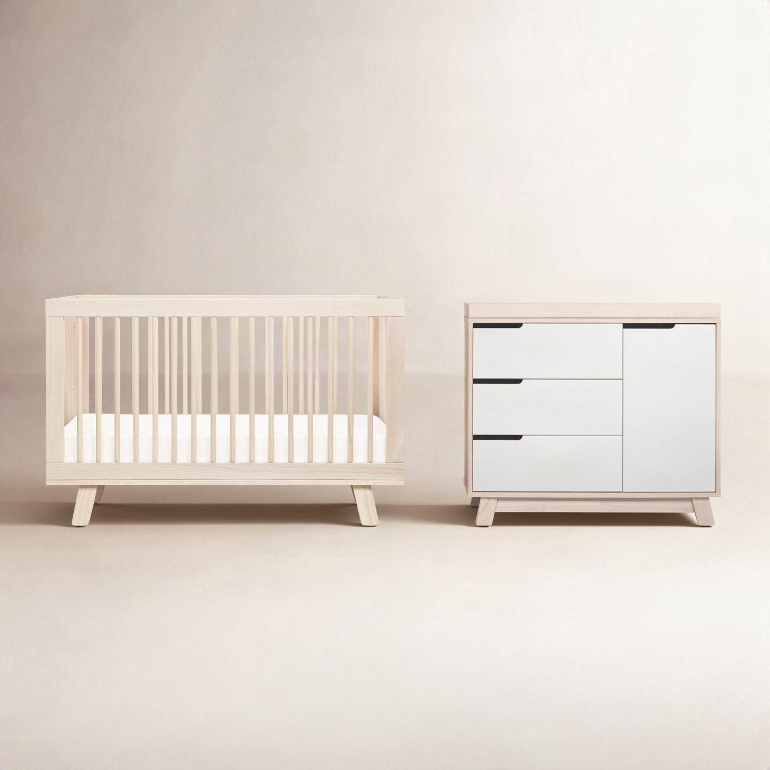 Hudson 2-Piece Nursery Furniture Set, Washed Natural - White/Washed Natural