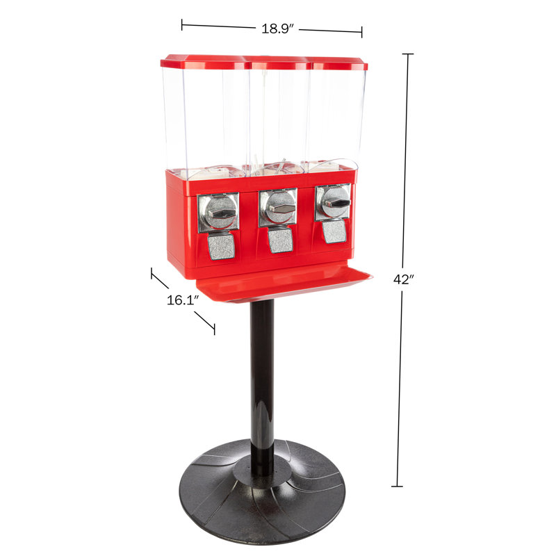 Great Northern Popcorn Triple Gumball Machine with Stand Red