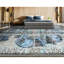 Hand Knotted Damask Area Rug in Blue/Gray/Black-424819122
