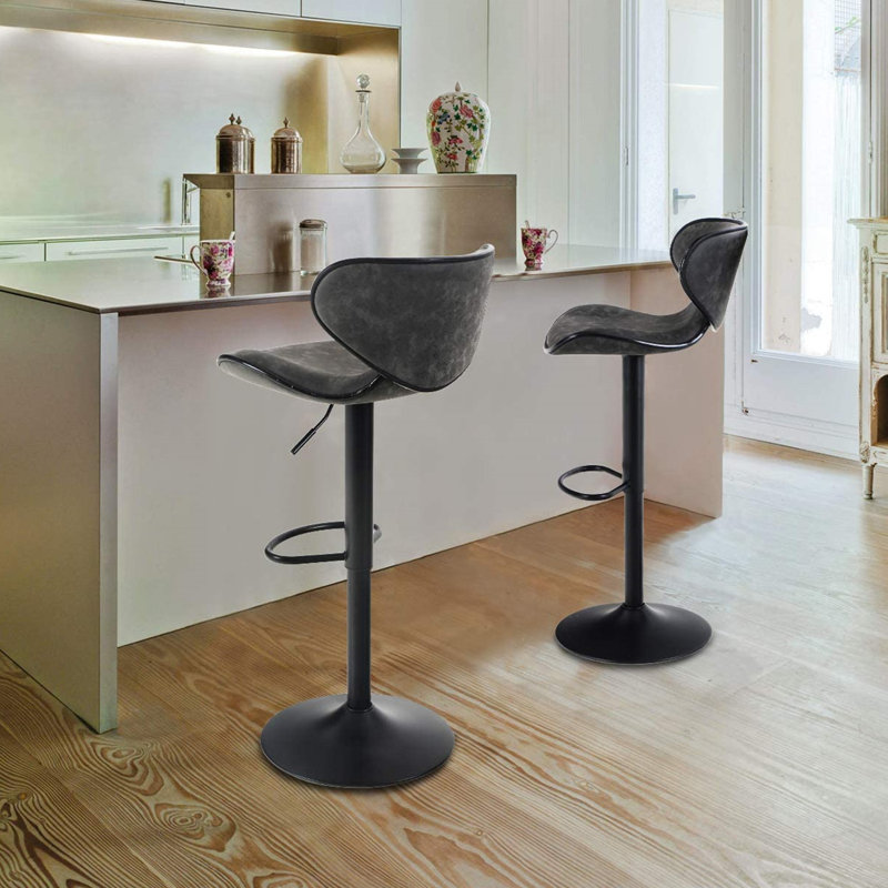 Tabouret de bar pivotant en bois massif à hauteur réglable, Gris