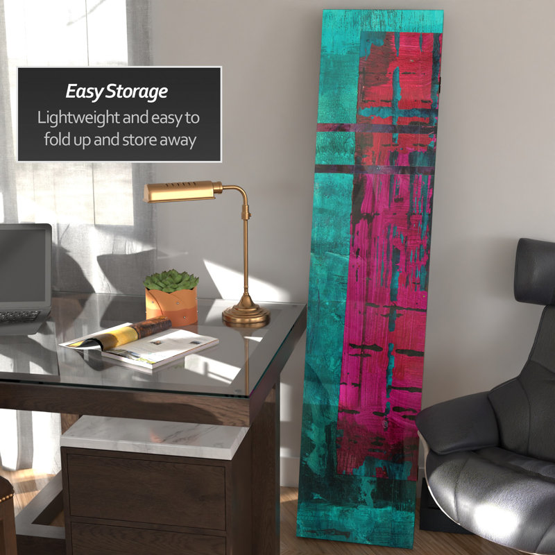3 Panel Room Divider, Blue/Pink
