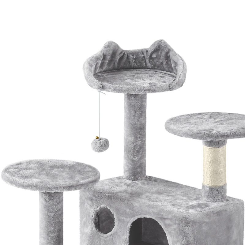 Dagenham Cat Tree Tower Condo Cat Furniture with Scratching Post for Kittens, Light Grey, 54" H x 20" W x 20" D