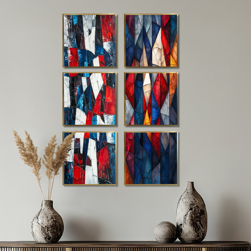 «Unity In Force USA Flag Fragments», ensemble de 6 impressions sur toile tendance, Impression encadrée sans passe-partout
