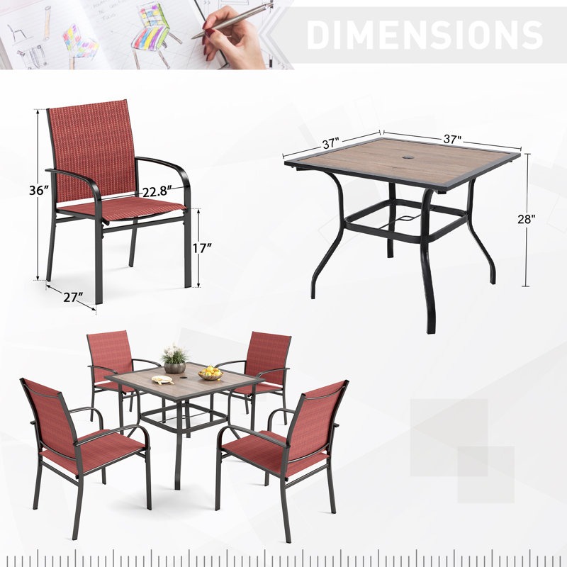 Ensemble de salle à manger pour 4 personnes Salem, Rouge