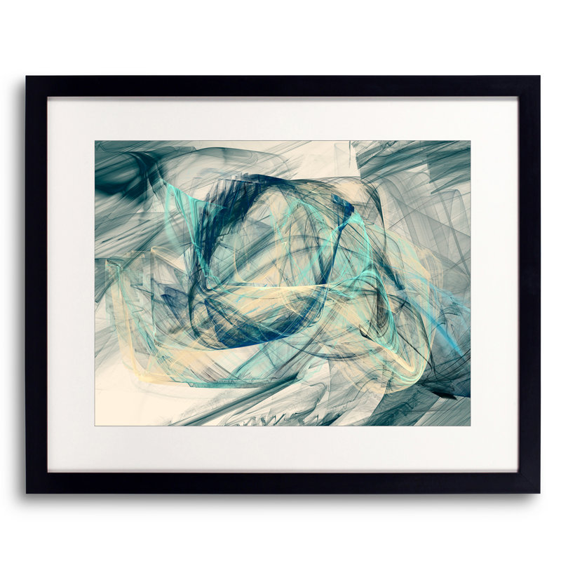 Bluish Print by Rica Belna, Black Framed Canvas, 24" H x 32" W, 19" H x 25" W