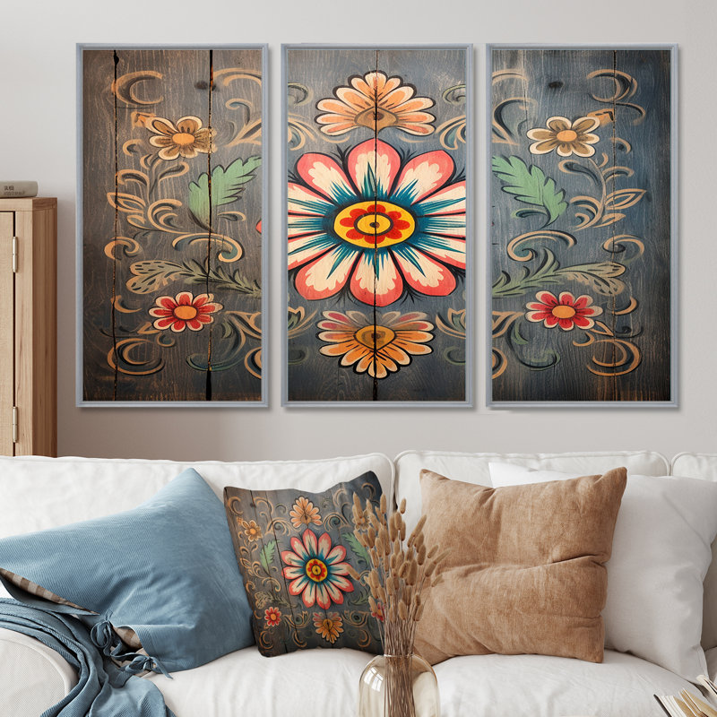 Parley - ensemble d'art mural floral, Encadrement argenté, H 40 po x l 60 po x P 1 po
