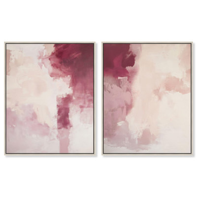 Rose Mist set Canvas Set of 2 Pastel Art Prints by 