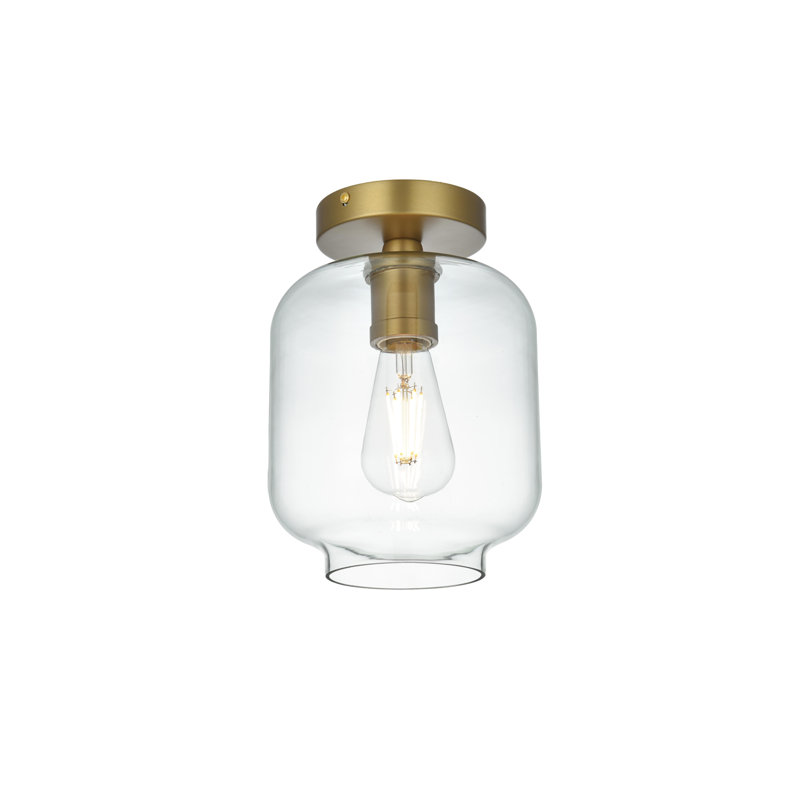 Drinkard Glass Flush Mount, Clear, Satin Gold