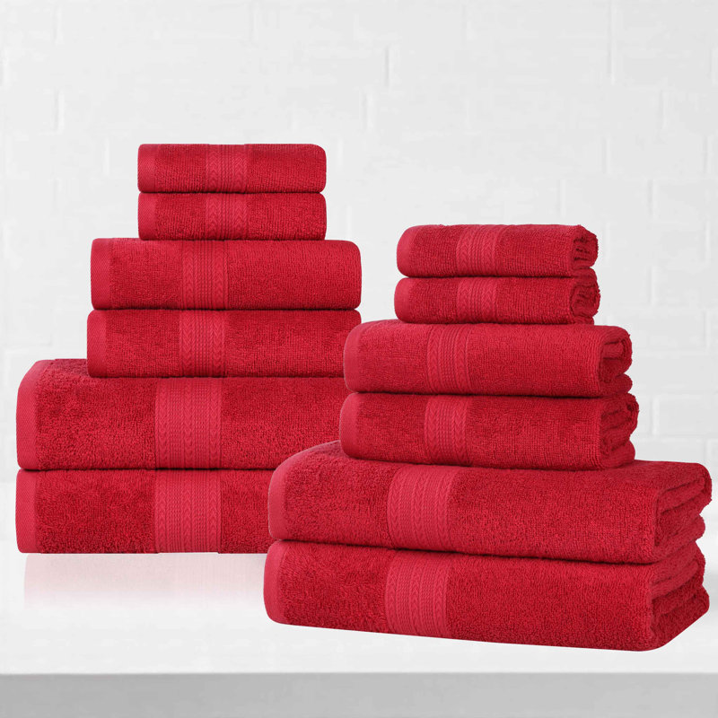 Ensemble de serviettes de bain écologiques en coton 12 pièces Hannu, Canneberge