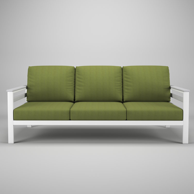 Townsend Metal Outdoor Sofa With Sunbrella Cushion, Spectrum Cilantro