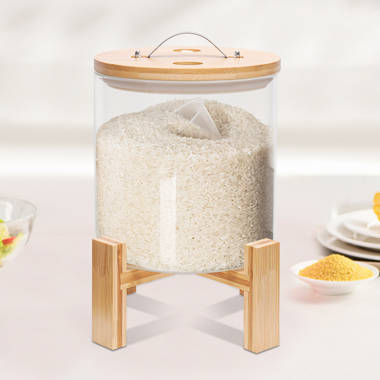 Rice Dispenser Glass And Wood