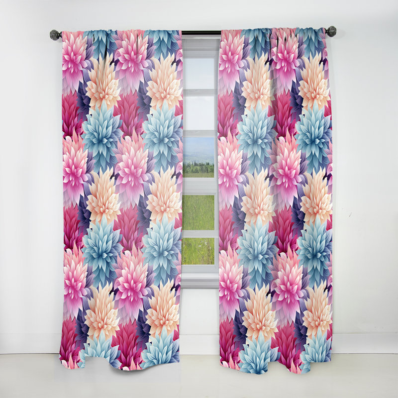 Pink And Purple Damask Geometry Blend I - Damask Curtain - Velvet Room Darkening - 1 Panel, 52" W x 108" L