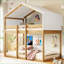 Lit superposé simple au-dessus de simple en bois de pin massif avec tente amovible naturel / espresso pour économiser de l'espace dans la chambre à coucher-411580998