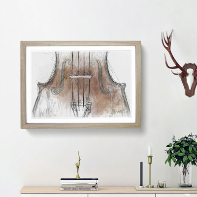 The Beauty of the Violin in Abstract - Picture Frame Drawing Print