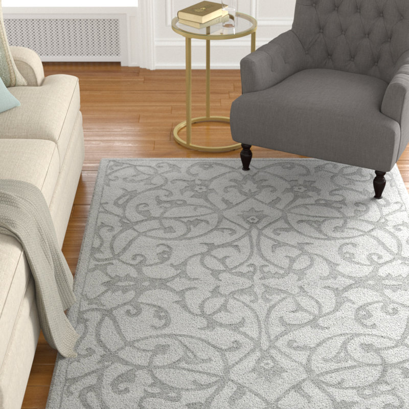 Soukup Hand Loomed Wool Floral Rug, Rectangle 4' x 6'