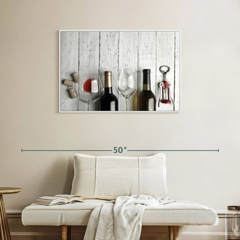 Dégustation de vin, Cadre flottant blanc, 37 po x 25 po