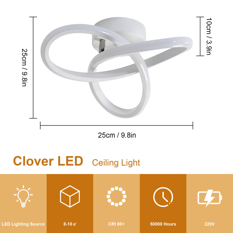 Kudolo 24cm LED Integrated Semi Flush Mount, White