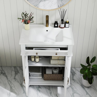 Freestanding 28‘’ Bathroom Vanity With Ceramic Top