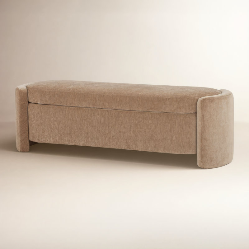 Mizel 62" Upholstered Storage Bench, Chocolate Performance Chenille