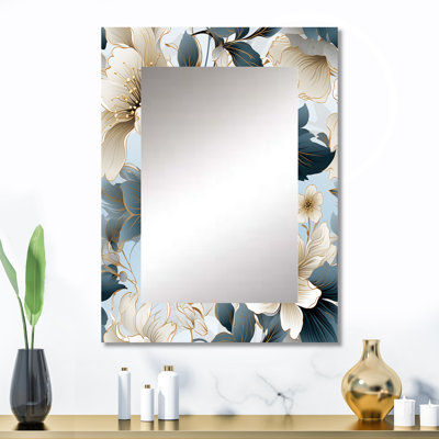 Balpreet Contemporary Floral Elegance Cottage Collage - miroir floral, miroir mural décoratif floral, impression d'art en métal