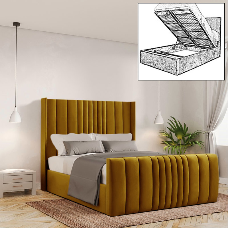 Bastin Upholstered Ottoman Storage Bed, Turmeric, Double (4'6)