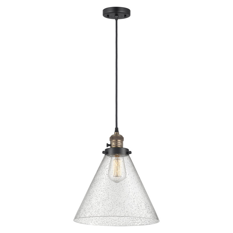 Luminaire suspendu en forme de globe à 1 lumière Anisley, H 14,13 po x l 12 po x P 12 po, Grainé, Laiton antique noir