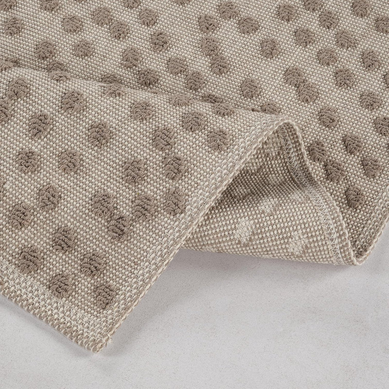 GRECA 100% COTTON Non-Slip Set, Ecru/Beige Polka Dots