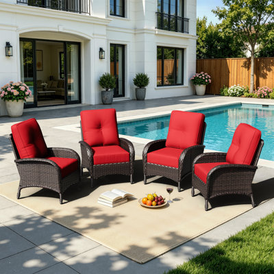 Ensemble de chaises de patio en osier toutes saisons avec coussins Holoman (ensemble de 4)