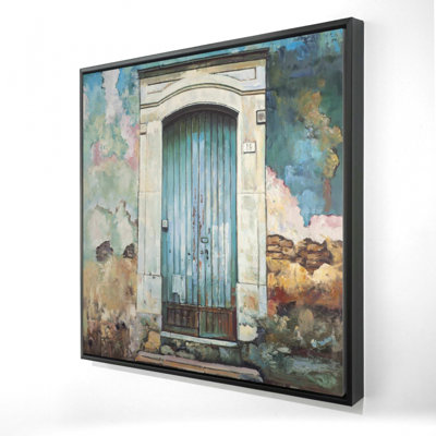Toile porte bleue | Nature morte encadrée pour la décoration intérieure