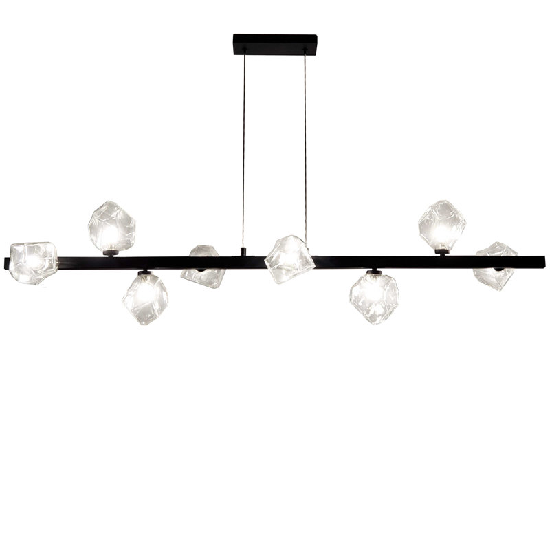 Felichia 8 - Light Dimmable Kitchen Island Modern Linear Chandelier, Matte Black