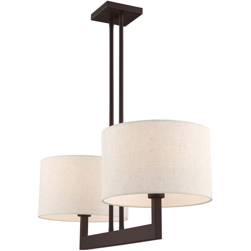 2 - Light Drum Chandelier, Bronze