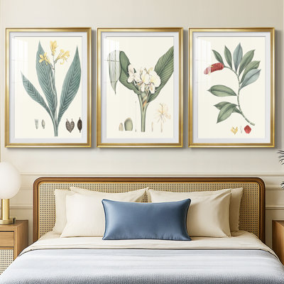 Soft Tropical IV - reproduction encadrée sur mesure de qualité supérieure mate - 3 pièces