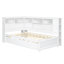 Lit de jour simple en bois avec tablettes de rangement, USB et lit gigogne, blanc