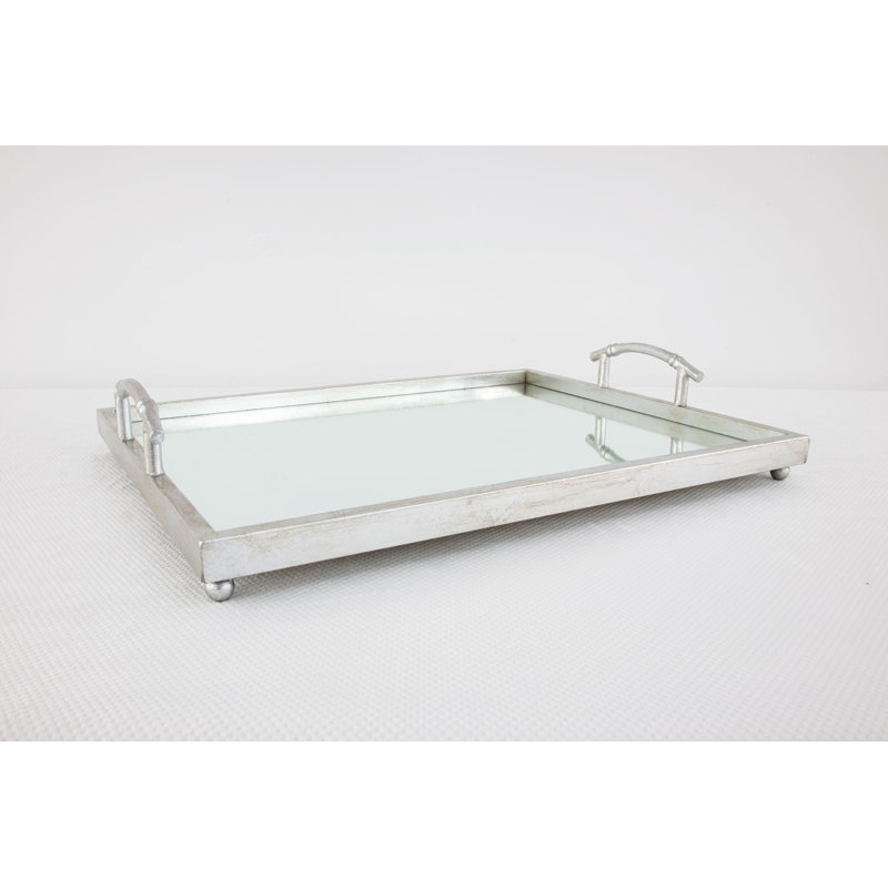 Lalana Decorative Tray, Antiqued Silver Leaf, 19" x 16"
