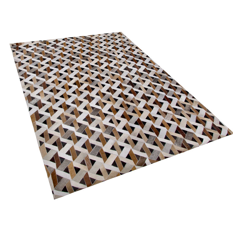 Brodnax Geometric Leather Area Rug, Rectangle 160 x 230cm